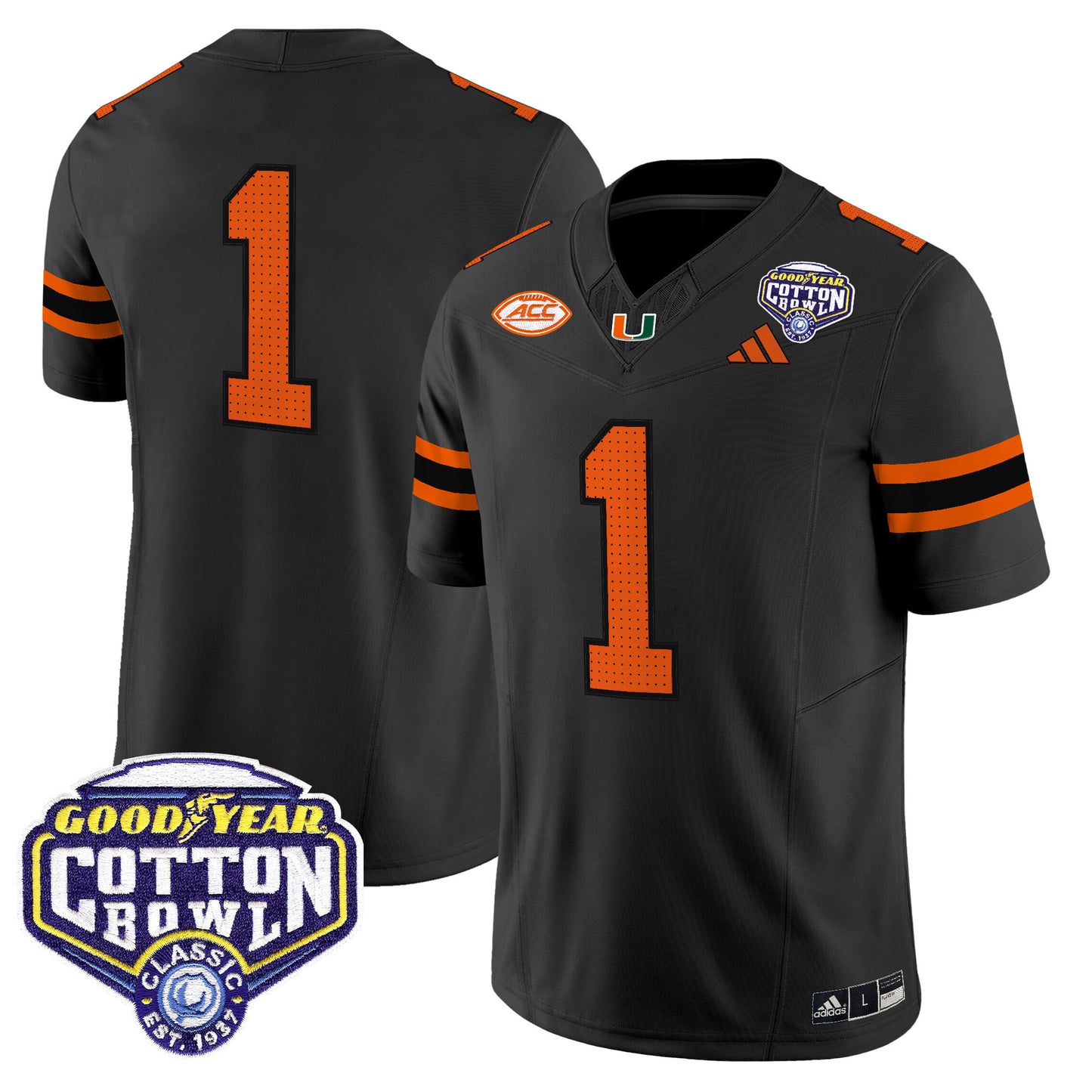 Men's Miami Hurricanes 2025 Vapor Limited Jersey - 2025 Cotton Bowl Patch - All Stitched