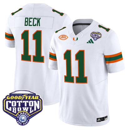 Men's Miami Hurricanes 2025 Vapor Limited Jersey - 2025 Cotton Bowl Patch - All Stitched