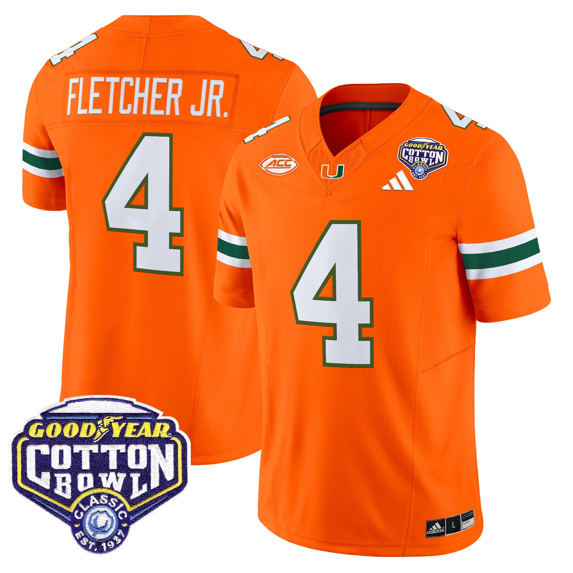Men's Miami Hurricanes 2025 Vapor Limited Jersey - 2025 Cotton Bowl Patch - All Stitched
