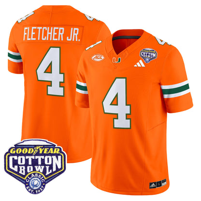 Men's Miami Hurricanes 2025 Vapor Limited Jersey - 2025 Cotton Bowl Patch - All Stitched