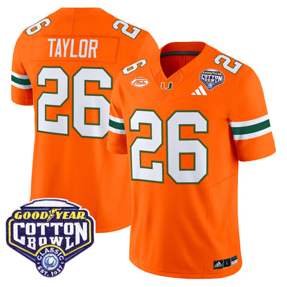 Men's Miami Hurricanes 2025 Vapor Limited Jersey - 2025 Cotton Bowl Patch - All Stitched