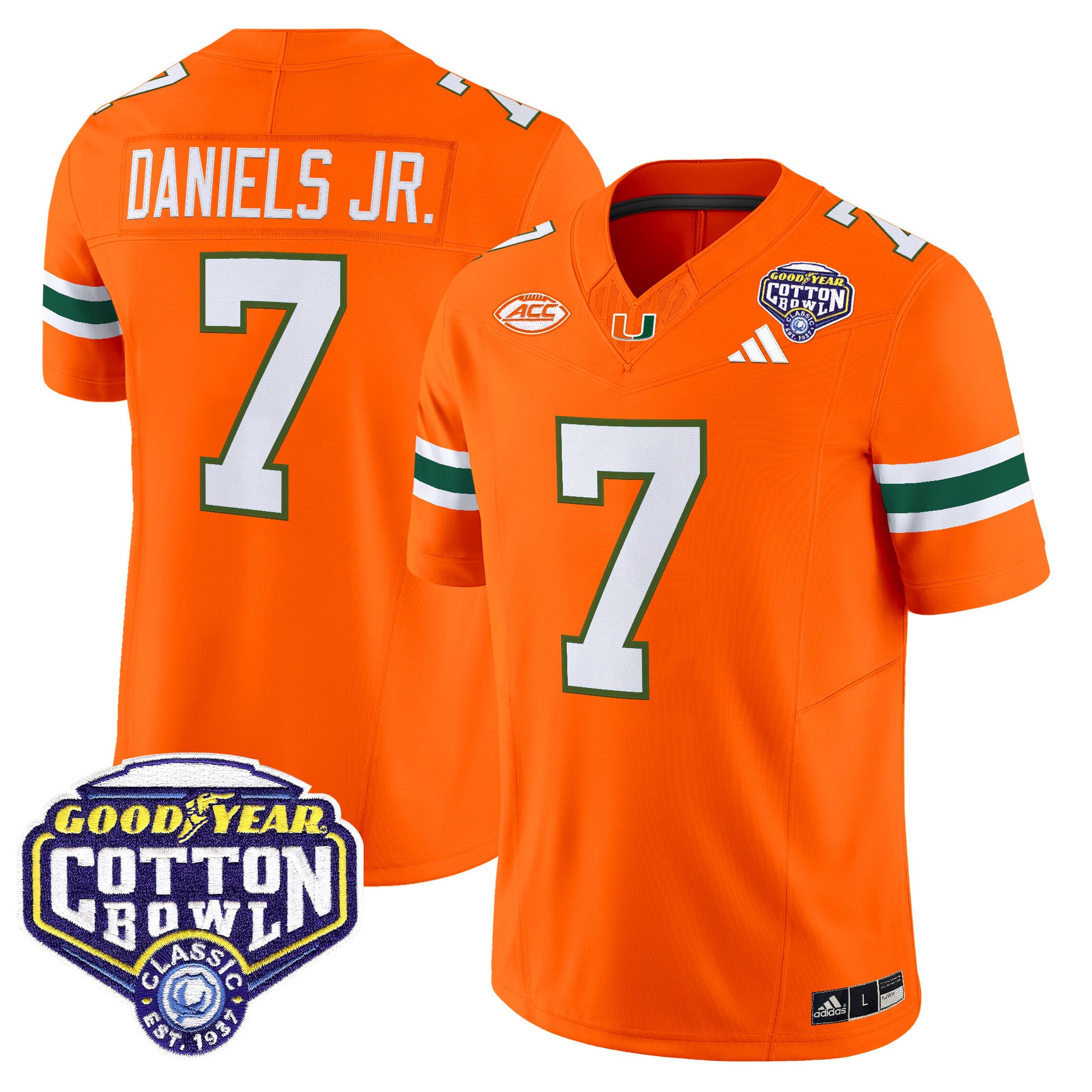 Men's Miami Hurricanes 2025 Vapor Limited Jersey - 2025 Cotton Bowl Patch - All Stitched