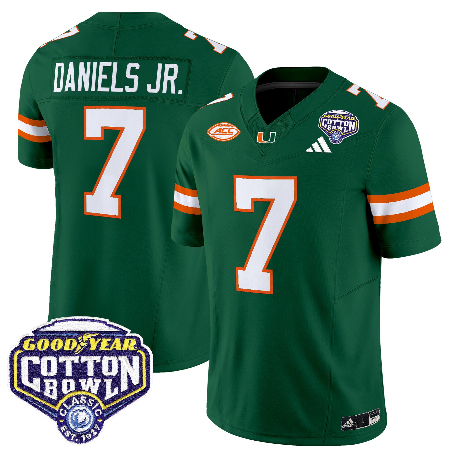 Men's Miami Hurricanes 2025 Vapor Limited Jersey - 2025 Cotton Bowl Patch - All Stitched