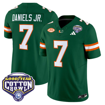 Men's Miami Hurricanes 2025 Vapor Limited Jersey - 2025 Cotton Bowl Patch - All Stitched