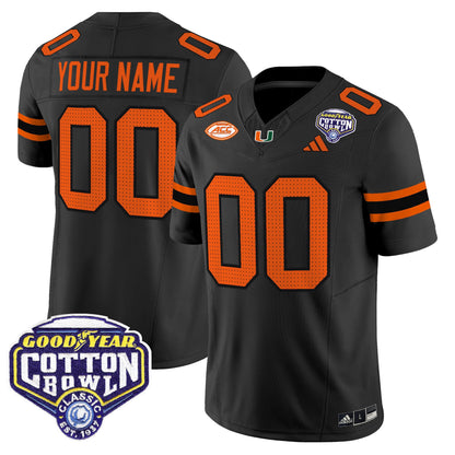 Miami Hurricanes 2025 Vapor Limited Custom Jersey - 2025 Cotton Bowl Patch - All Stitched
