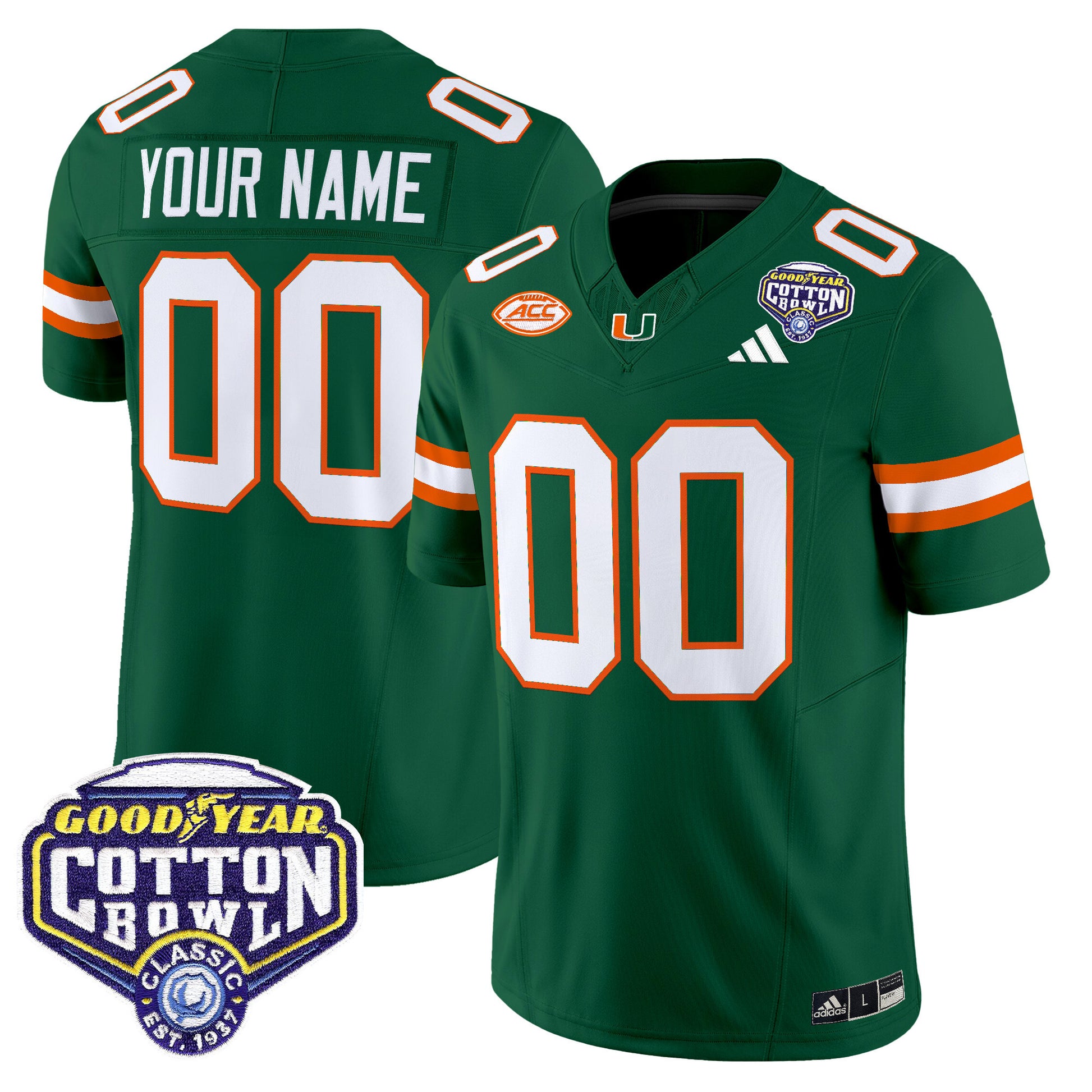 Miami Hurricanes 2025 Vapor Limited Custom Jersey - 2025 Cotton Bowl Patch - All Stitched
