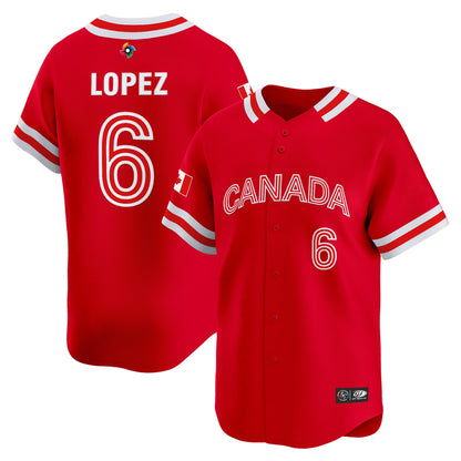 Men's Team Canada World Baseball Classic Vapor Premier Jersey - 2026 Roster (Projected Number) - All Stitched