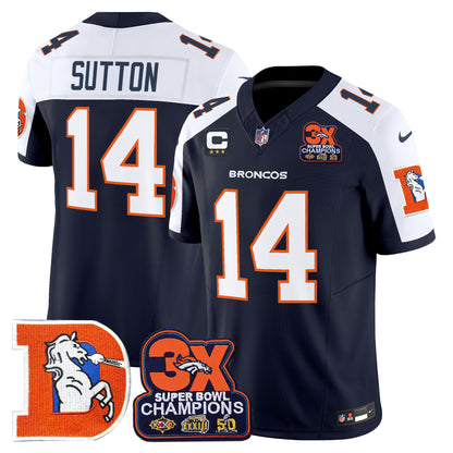 Men's Denver Broncos Throwback Vapor Limited Jersey - 3-Time Champions Patch - All Stitched