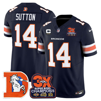 Men's Denver Broncos Throwback Vapor Limited Jersey - 3-Time Champions Patch - All Stitched