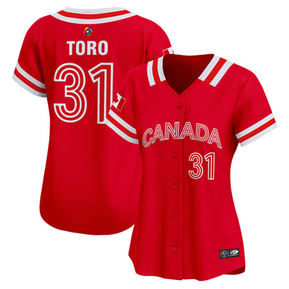 Women's Team Canada World Baseball Classic Vapor Premier Jersey - 2026 Roster (Projected Number) - All Stitched