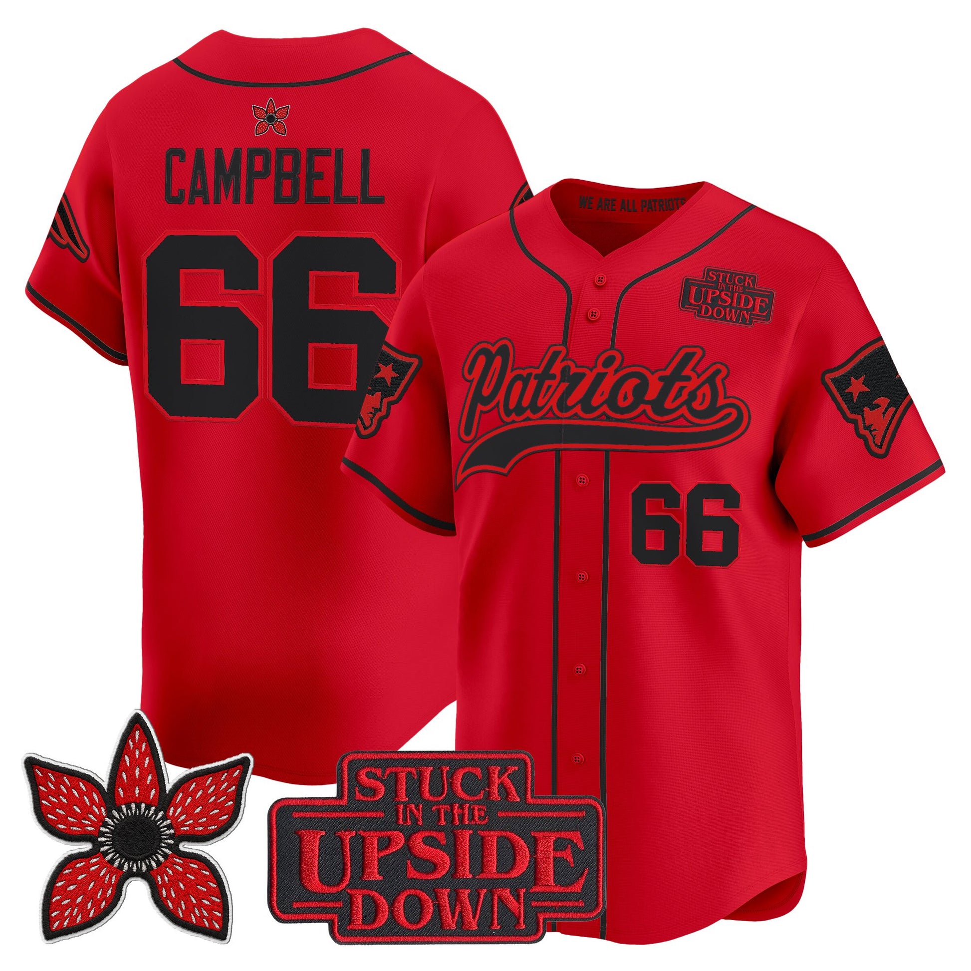 Men's New England Patriots 'Stranger Things Edition' Vapor Baseball Jersey - All Stitched