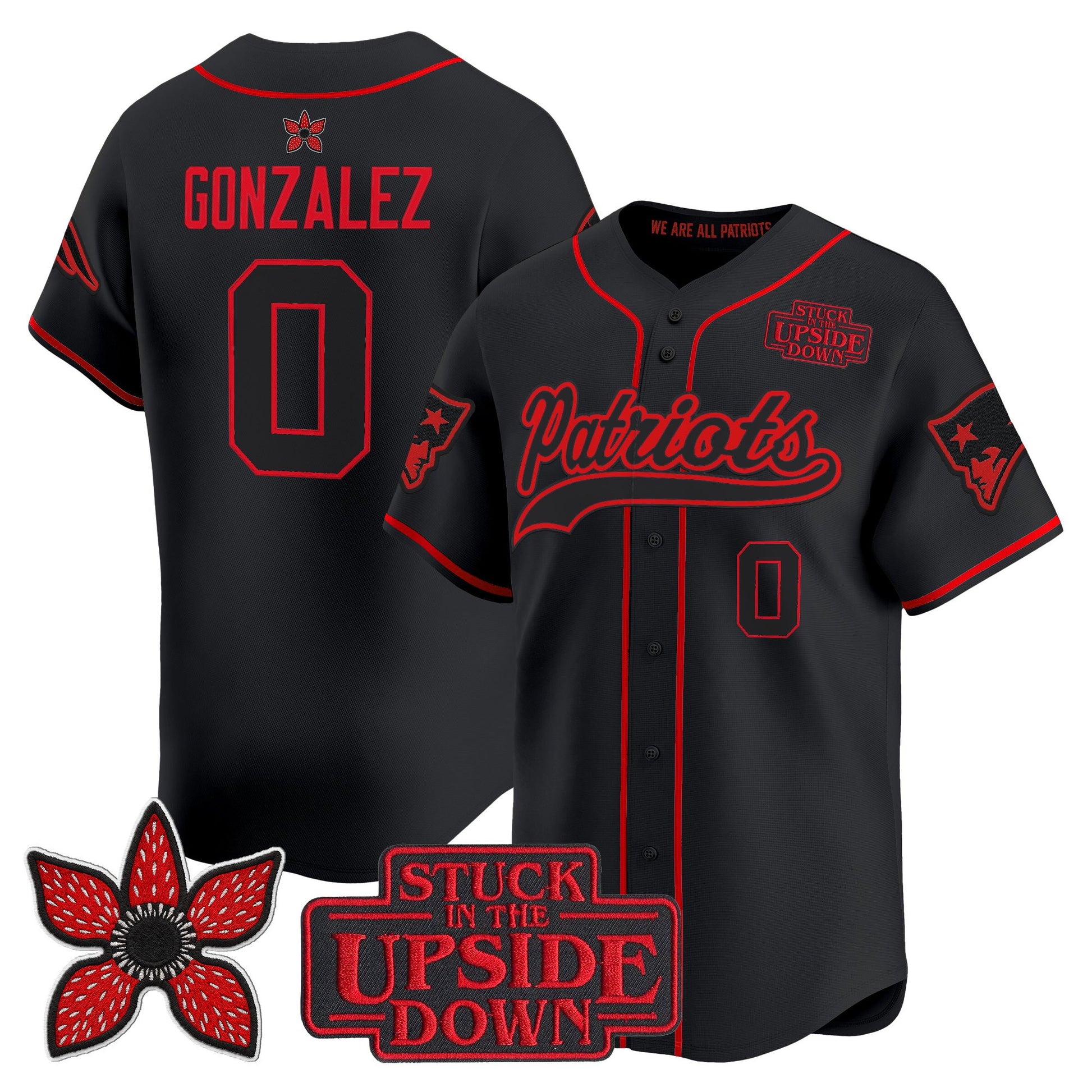 Men's New England Patriots 'Stranger Things Edition' Vapor Baseball Jersey - All Stitched