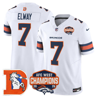 Men's Denver Broncos Throwback Vapor Limited Jersey - 2025 AFC West Division Champions Patch - All Stitched