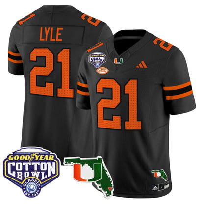 Men's Miami Hurricanes 2025 Cotton Bowl & Florida Patch Vapor Limited Jersey - All Stitched