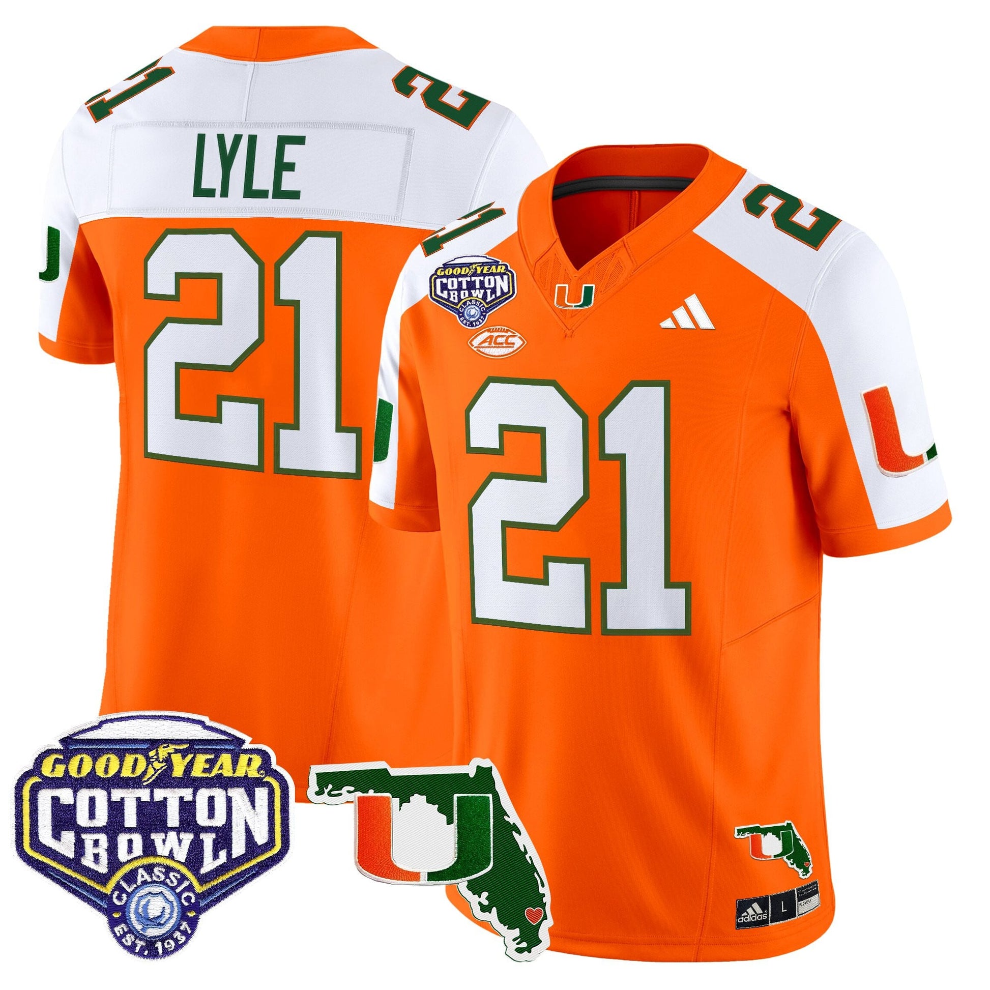 Men's Miami Hurricanes 2025 Cotton Bowl & Florida Patch Vapor Limited Jersey - All Stitched