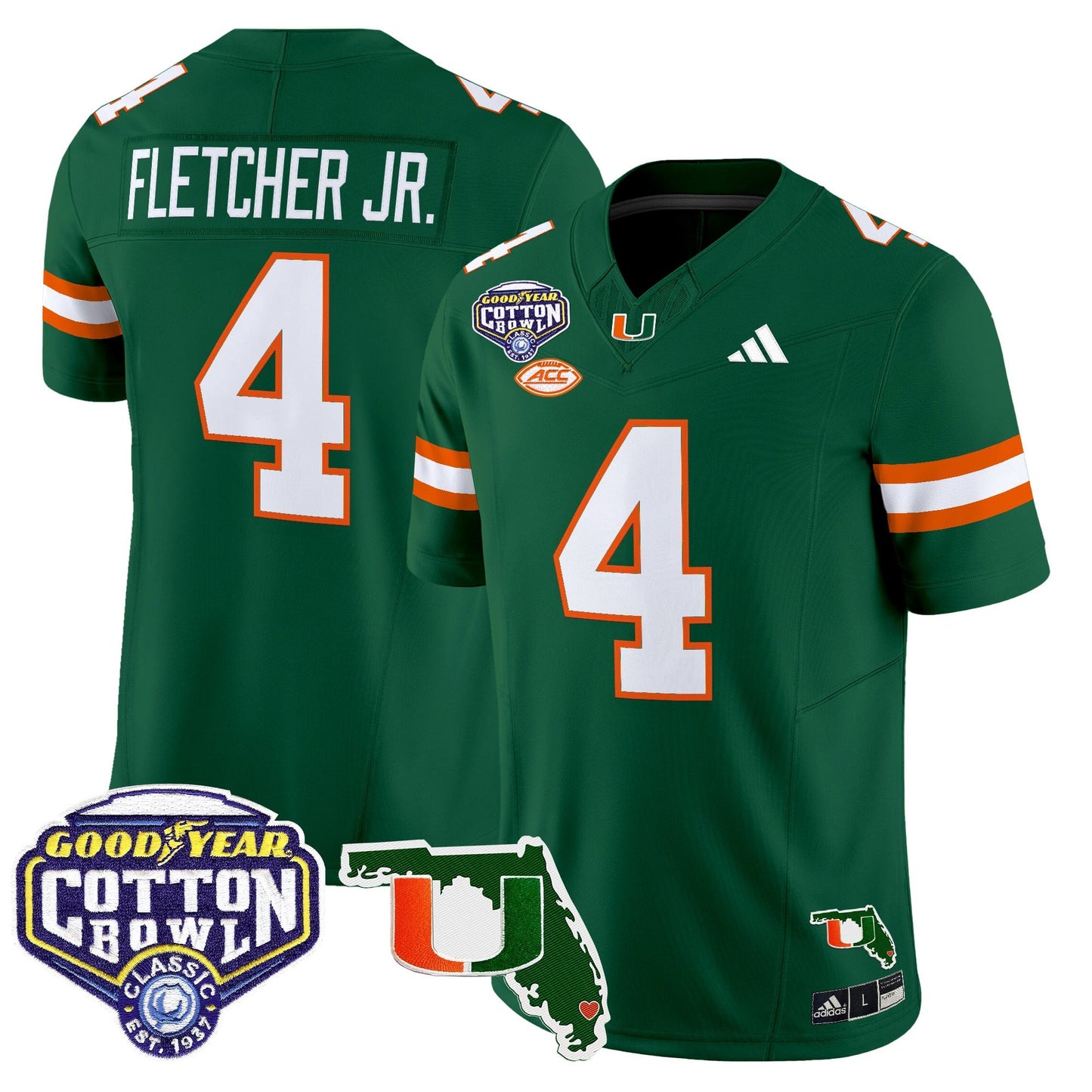 Men's Miami Hurricanes 2025 Cotton Bowl & Florida Patch Vapor Limited Jersey - All Stitched