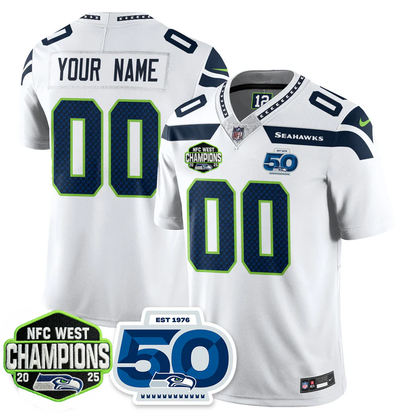 Custom SEA 2026 NFC West Champions Limited Jersey - 50th Season Patch - All Stitched