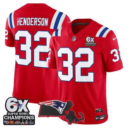 Men's New England Patriots 6-Time Champions & Massachusetts Patch Vapor Limited Jersey - All Stitched