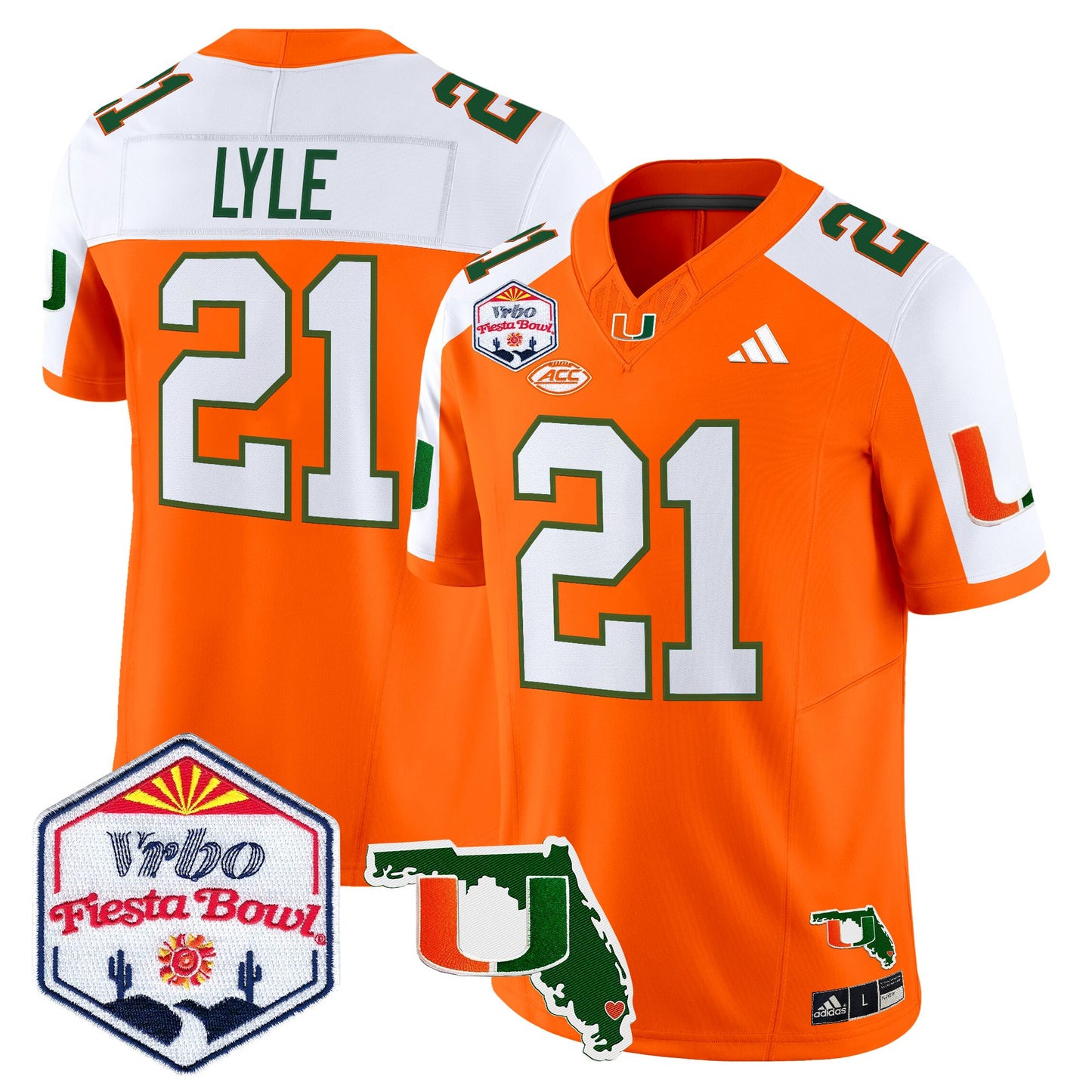 Men's Miami Hurricanes 2026 The Fiesta Bowl & Florida Patch Vapor Limited Jersey - All Stitched
