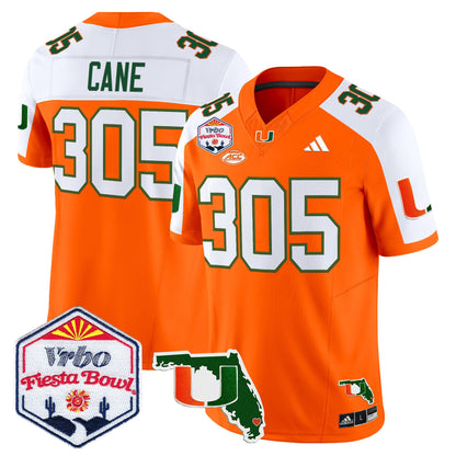 Men's Miami Hurricanes 2026 The Fiesta Bowl & Florida Patch Vapor Limited Jersey - All Stitched