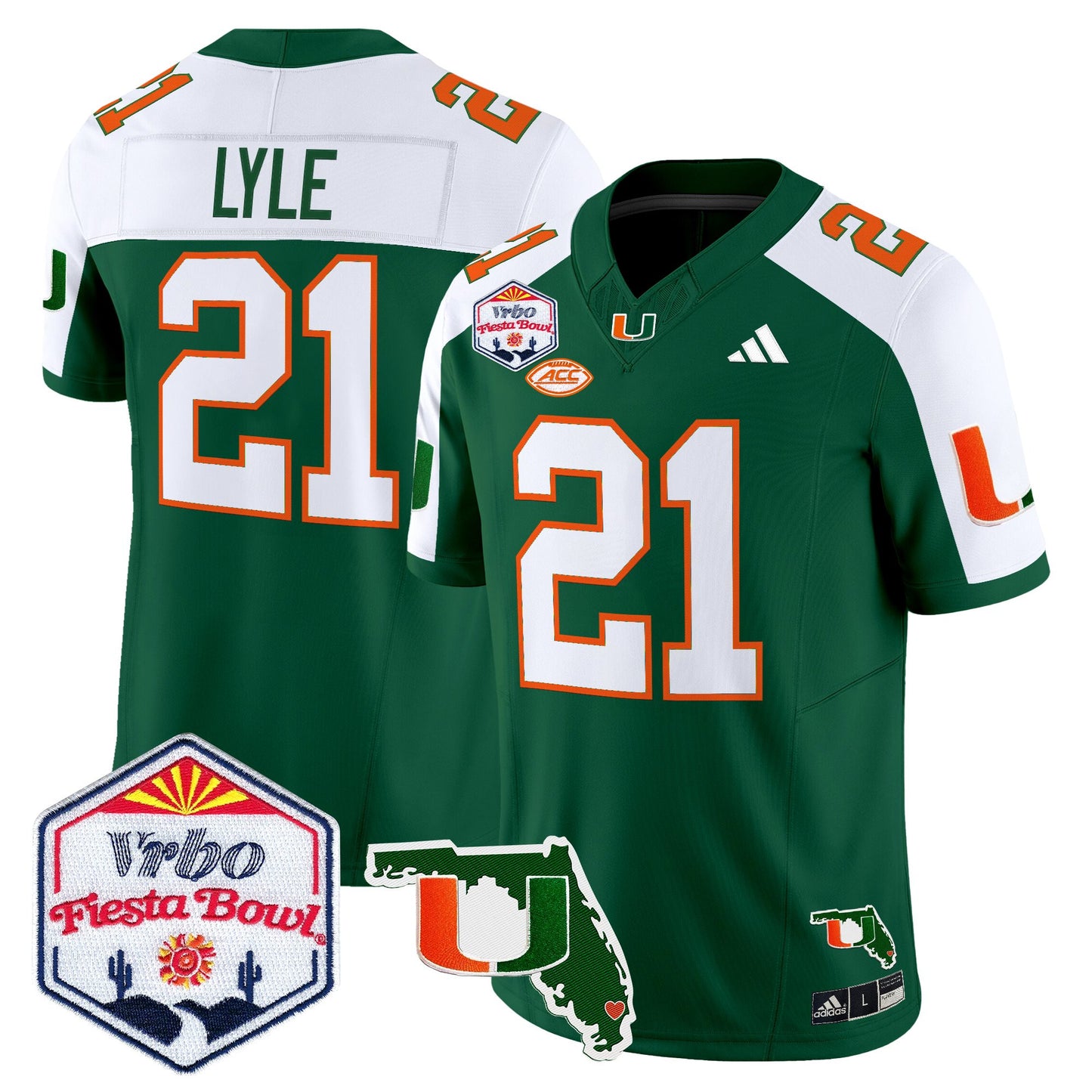 Men's Miami Hurricanes 2026 The Fiesta Bowl & Florida Patch Vapor Limited Jersey - All Stitched