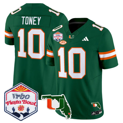 Men's Miami Hurricanes 2026 The Fiesta Bowl & Florida Patch Vapor Limited Jersey - All Stitched