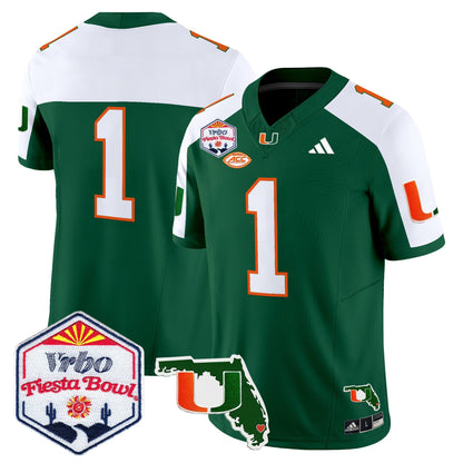 Men's Miami Hurricanes 2026 The Fiesta Bowl & Florida Patch Vapor Limited Jersey - All Stitched