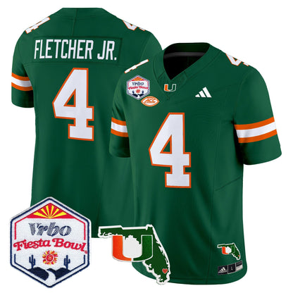 Men's Miami Hurricanes 2026 The Fiesta Bowl & Florida Patch Vapor Limited Jersey - All Stitched