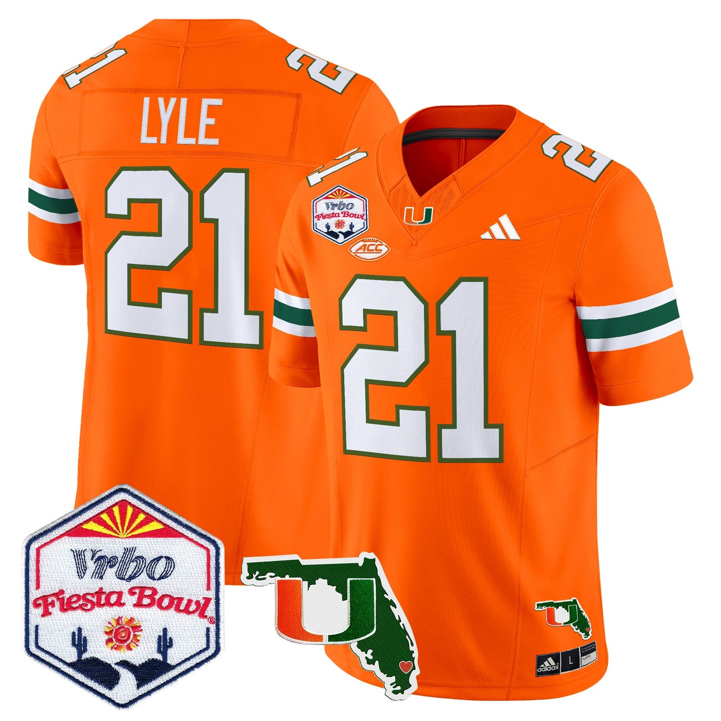 Men's Miami Hurricanes 2026 The Fiesta Bowl & Florida Patch Vapor Limited Jersey - All Stitched