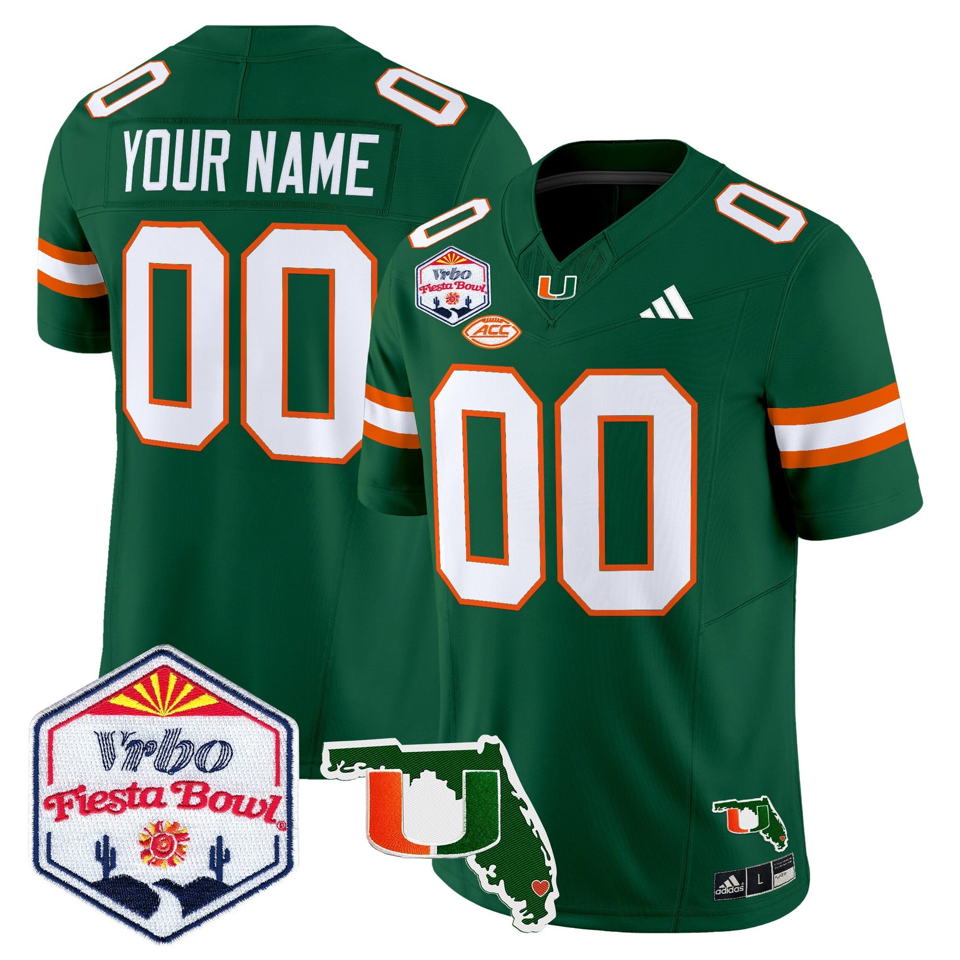 Miami Hurricanes 2026 The Fiesta Bowl & Florida Patch Vapor Limited Custom Jersey - All Stitched