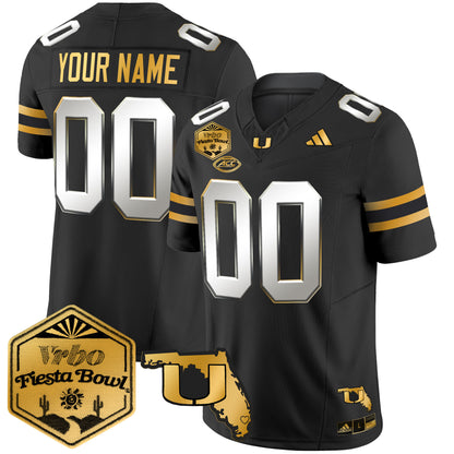 Miami Hurricanes 2026 The Fiesta Bowl & Florida Patch Gold Vapor Limited Custom Jersey - All Stitched