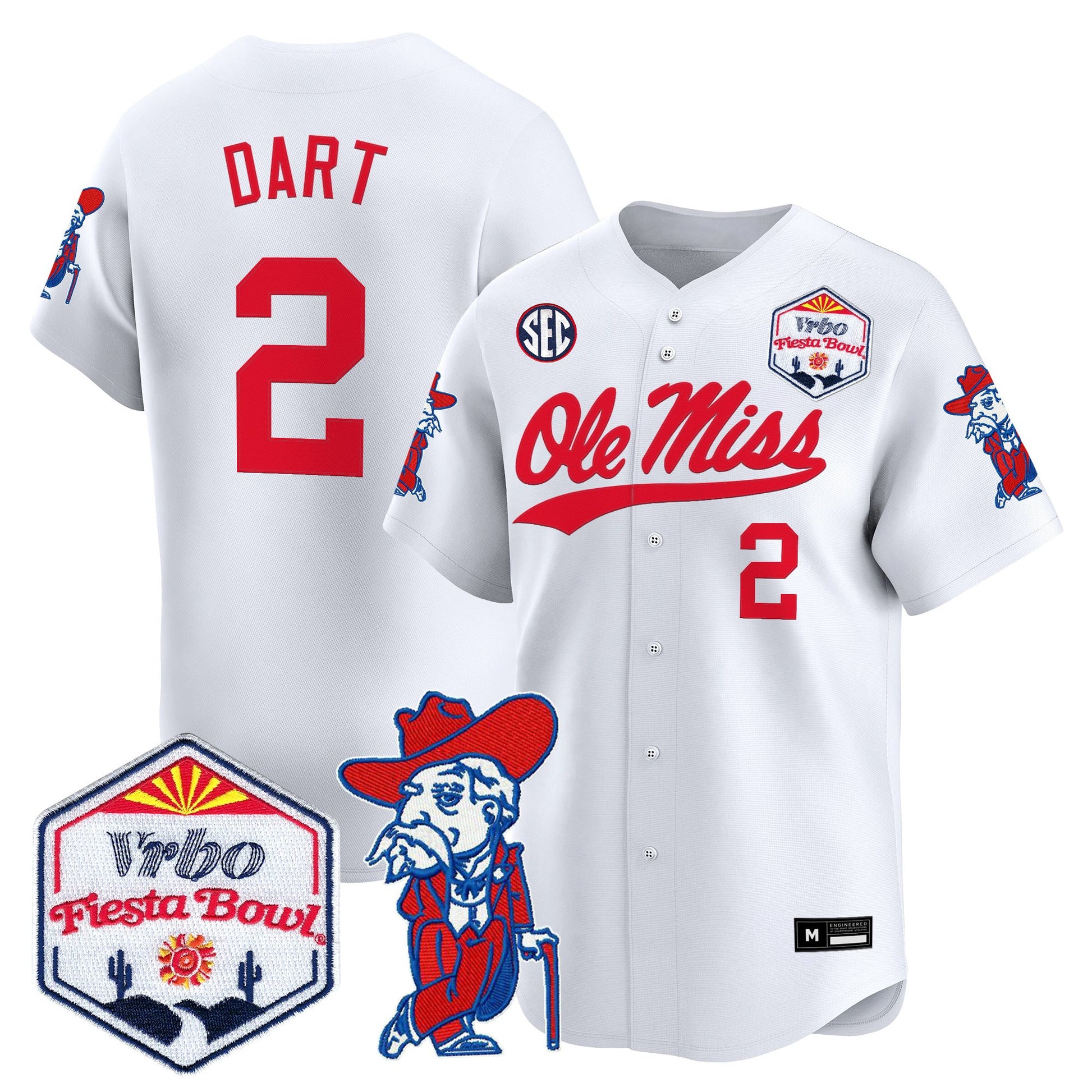 Men's Ole Miss Rebels 2026 The Fiesta Bowl Vapor Baseball Jersey - All Stitched