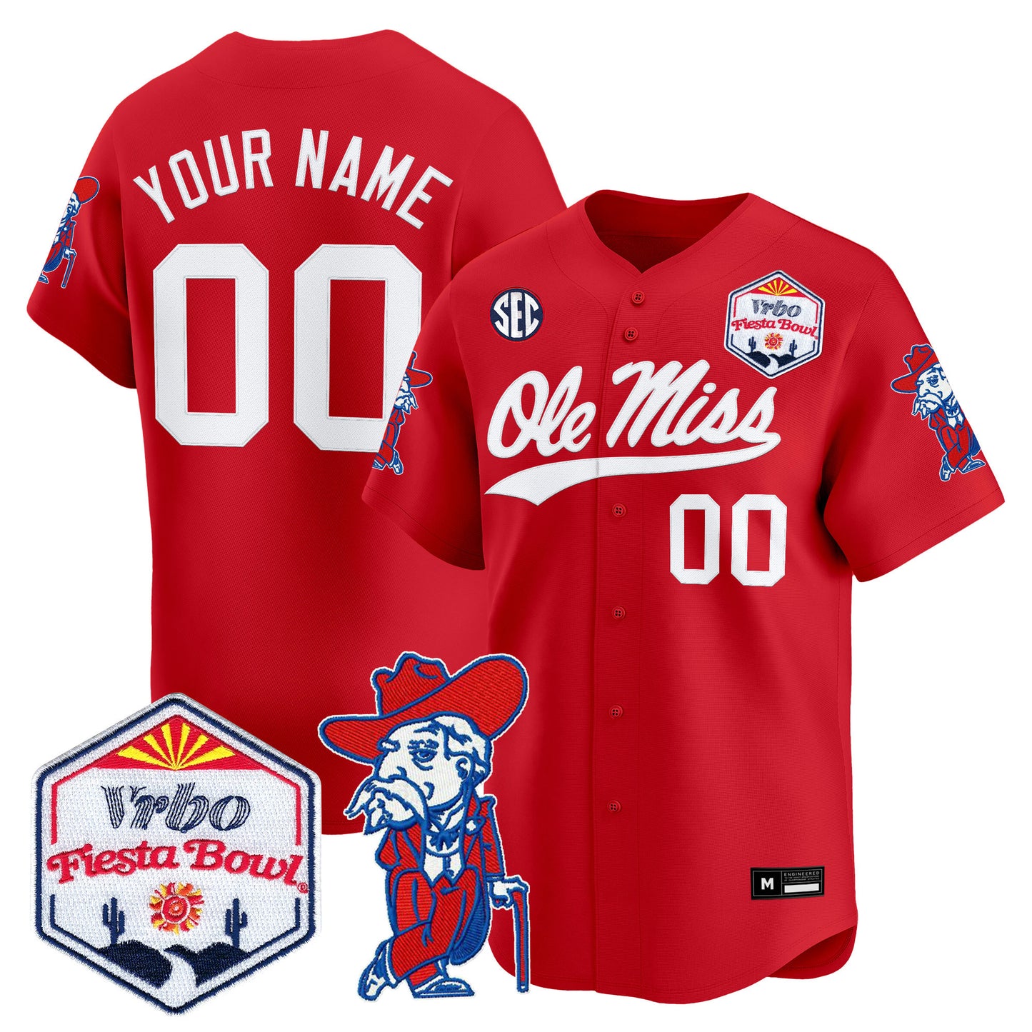 Ole Miss Rebels 2026 The Fiesta Bowl Vapor Baseball Custom Jersey - All Stitched