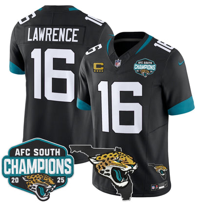 Men's Jacksonville Jaguars 2025 AFC South Division Champions & Florida Patch Vapor Jersey - All Stitched