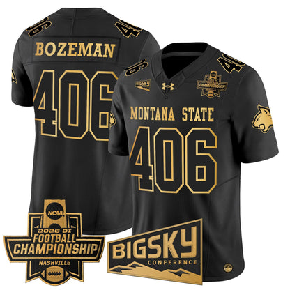 Men's Montana State Bobcats 2026 Football Championship Gold Vapor Limited Jersey - All Stitched