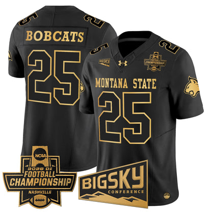 Men's Montana State Bobcats 2026 Football Championship Gold Vapor Limited Jersey - All Stitched