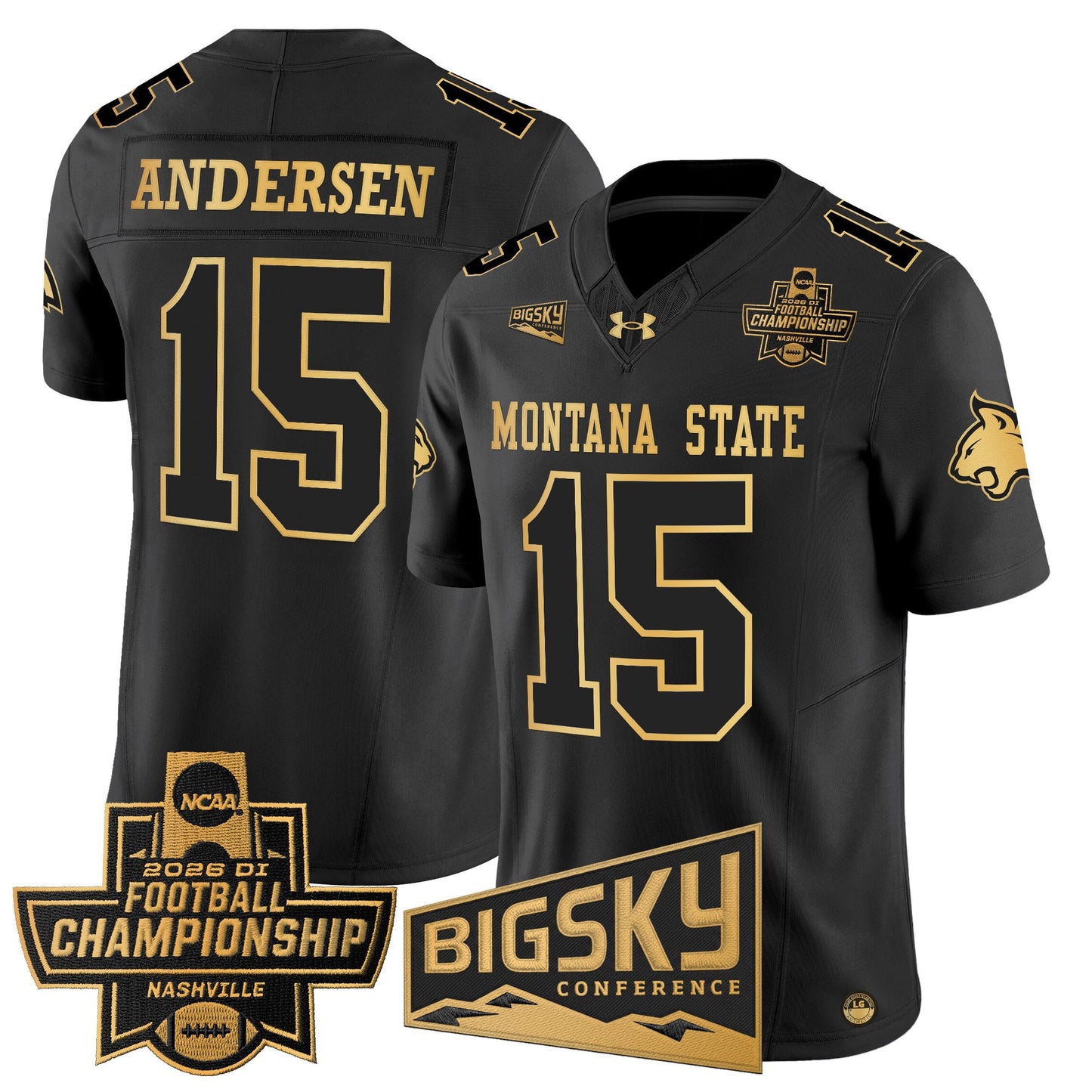 Men's Montana State Bobcats 2026 Football Championship Gold Vapor Limited Jersey - All Stitched