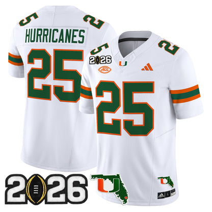 Men's Miami Hurricanes 2026 CFP Final & Florida Patch Vapor Limited Jersey - All Stitched