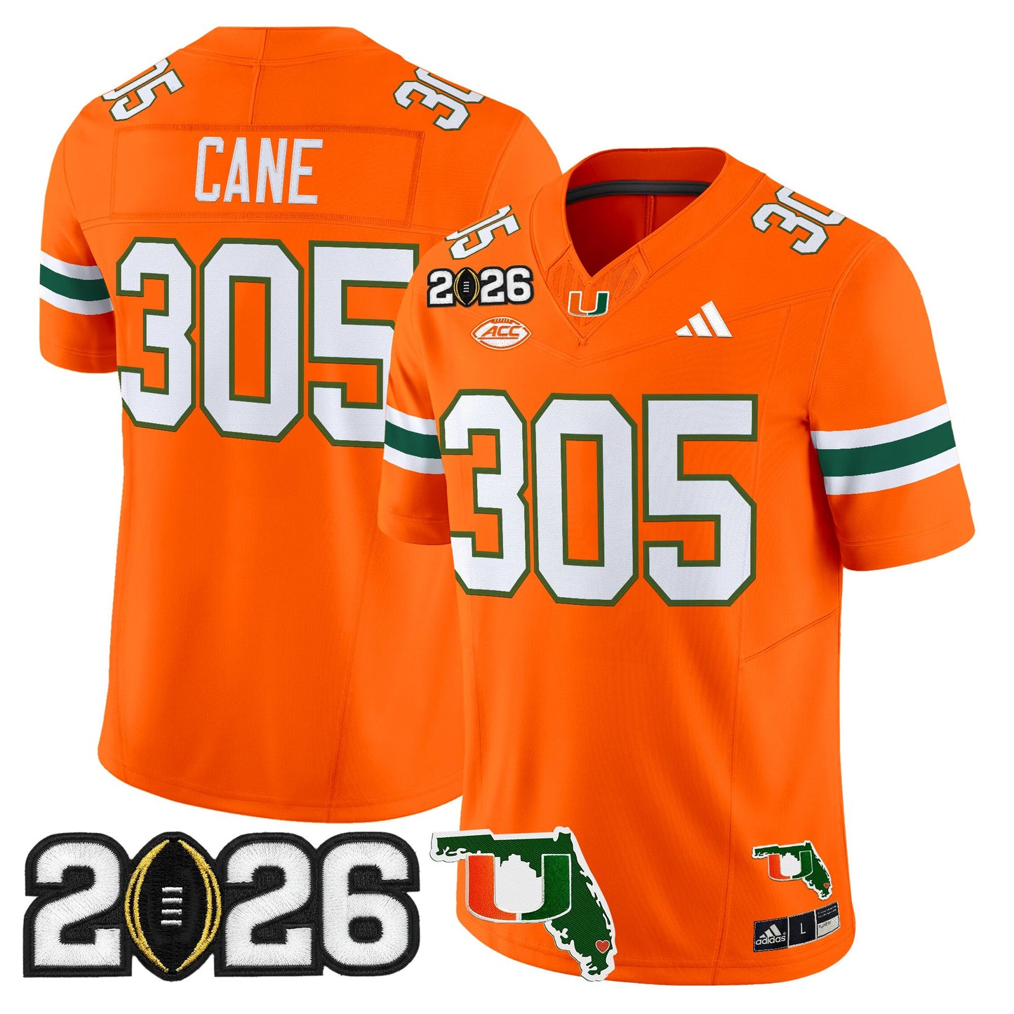 Men's Miami Hurricanes 2026 CFP Final & Florida Patch Vapor Limited Jersey - All Stitched