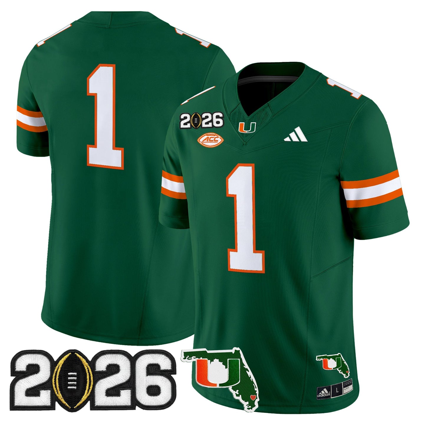 Men's Miami Hurricanes 2026 CFP Final & Florida Patch Vapor Limited Jersey - All Stitched