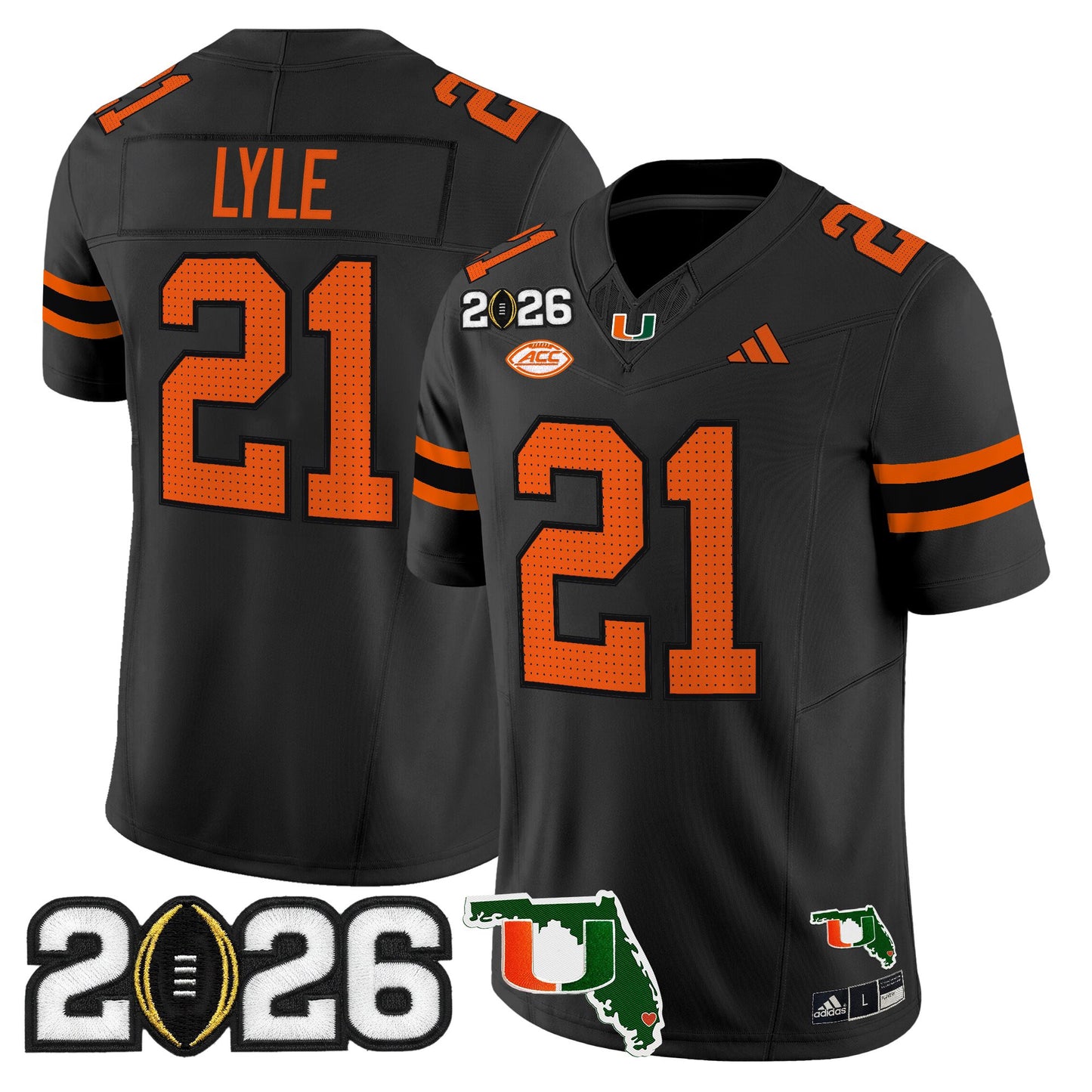 Men's Miami Hurricanes 2026 CFP Final & Florida Patch Vapor Limited Jersey - All Stitched