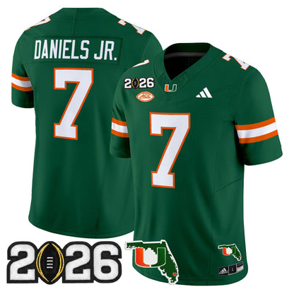 Men's Miami Hurricanes 2026 CFP Final & Florida Patch Vapor Limited Jersey - All Stitched