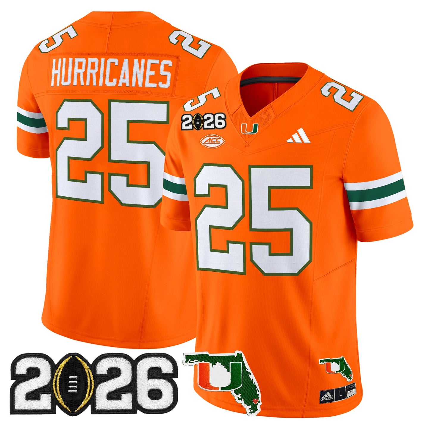  Miami Hurricanes 2026 CFP Final & Florida Patch Vapor Limited Jersey - All Stitched