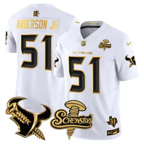 Men's Houston Texans DJ Screw Gold Vapor Limited Jersey - All Stitched