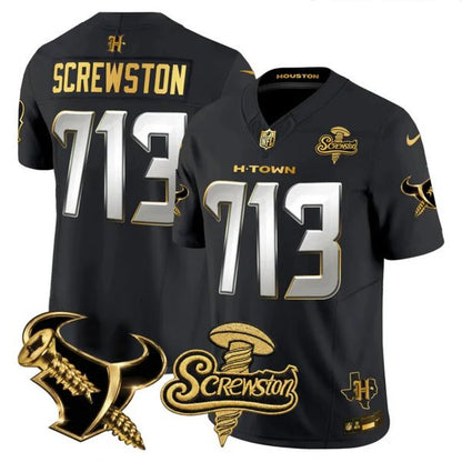 Men's Houston Texans DJ Screw Gold Vapor Limited Jersey - All Stitched