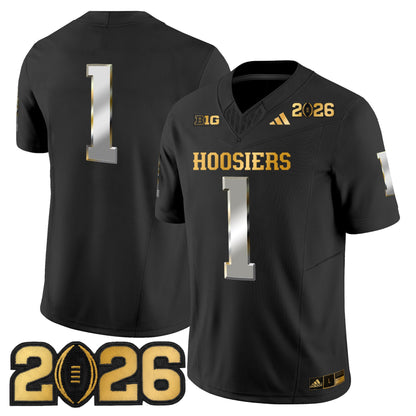 Men's Indiana Hoosiers 2026 CFP Final Patch Gold Vapor Limited Jersey - All Stitched