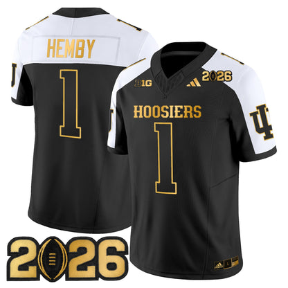 Men's Indiana Hoosiers 2026 CFP Final Patch Gold Vapor Limited Jersey - All Stitched