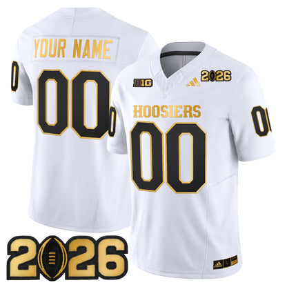 Indiana Hoosiers 2026 CFP Final Patch Gold Vapor Limited Custom Jersey - All Stitched