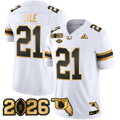Men's Miami Hurricanes 2026 CFP Final & Florida Patch Gold Vapor Limited Jersey - All Stitched