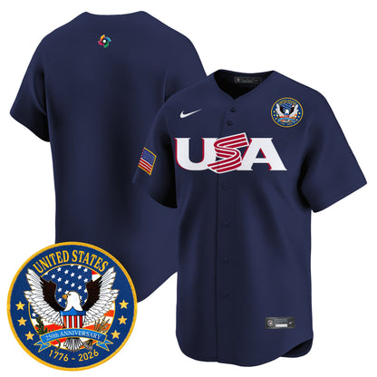 Men's Team USA World Baseball Classic United States 250th Anniversary Patch Vapor Premier Jersey - 2026 Roster - All Stitched